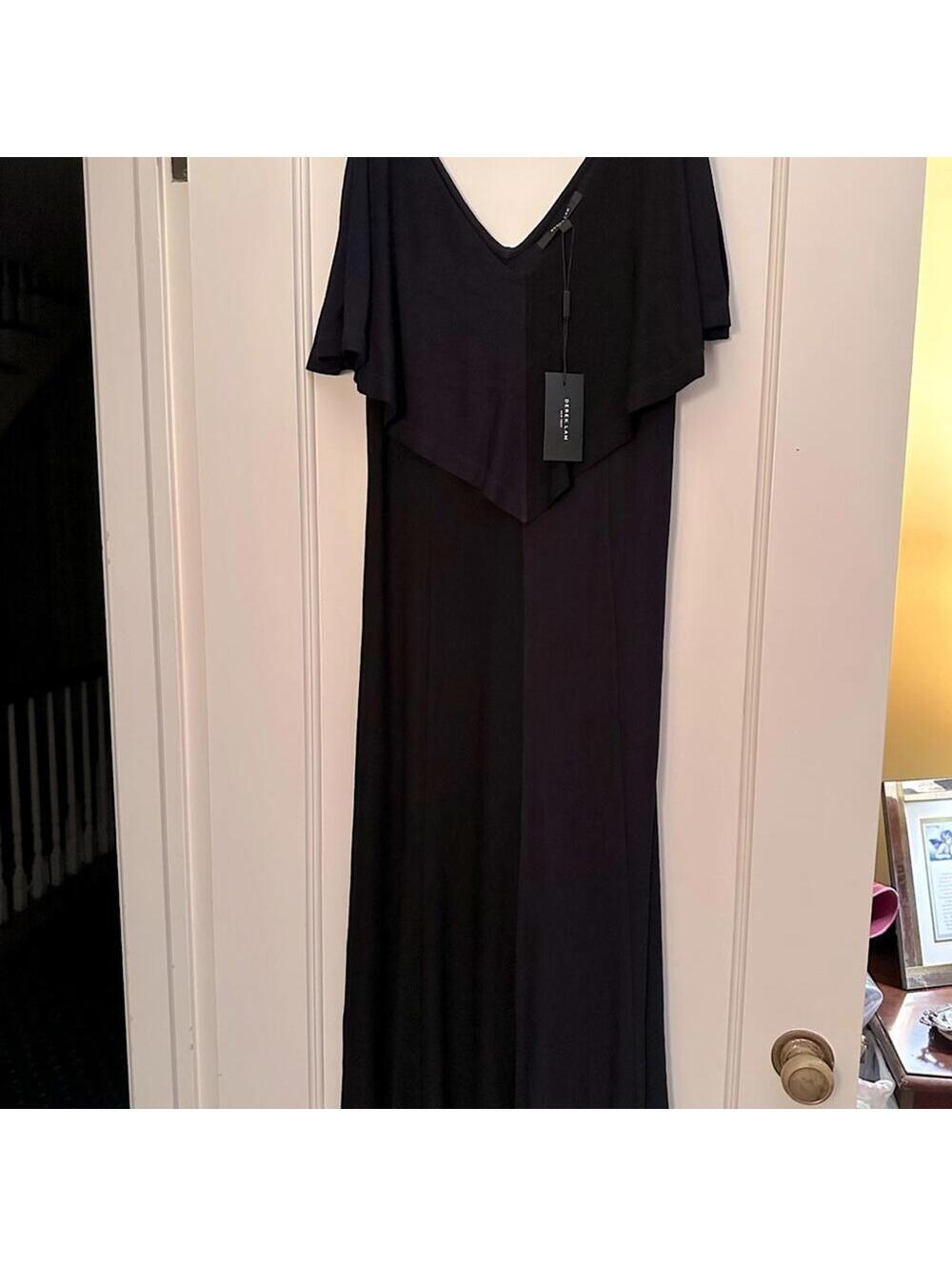 Derek Lam draped V neck navy and black jersey long dress - IT40 NWT
